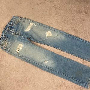 Vintage, perfectly worn button fly jeans